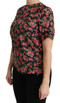 Load image into Gallery viewer, Dolce & Gabbana Elegant Black Floral Crew Neck Top
