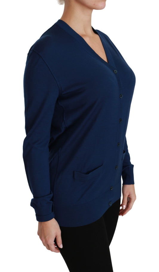 Dolce & Gabbana Eleganter Blauer Cardigan aus Schurwolle