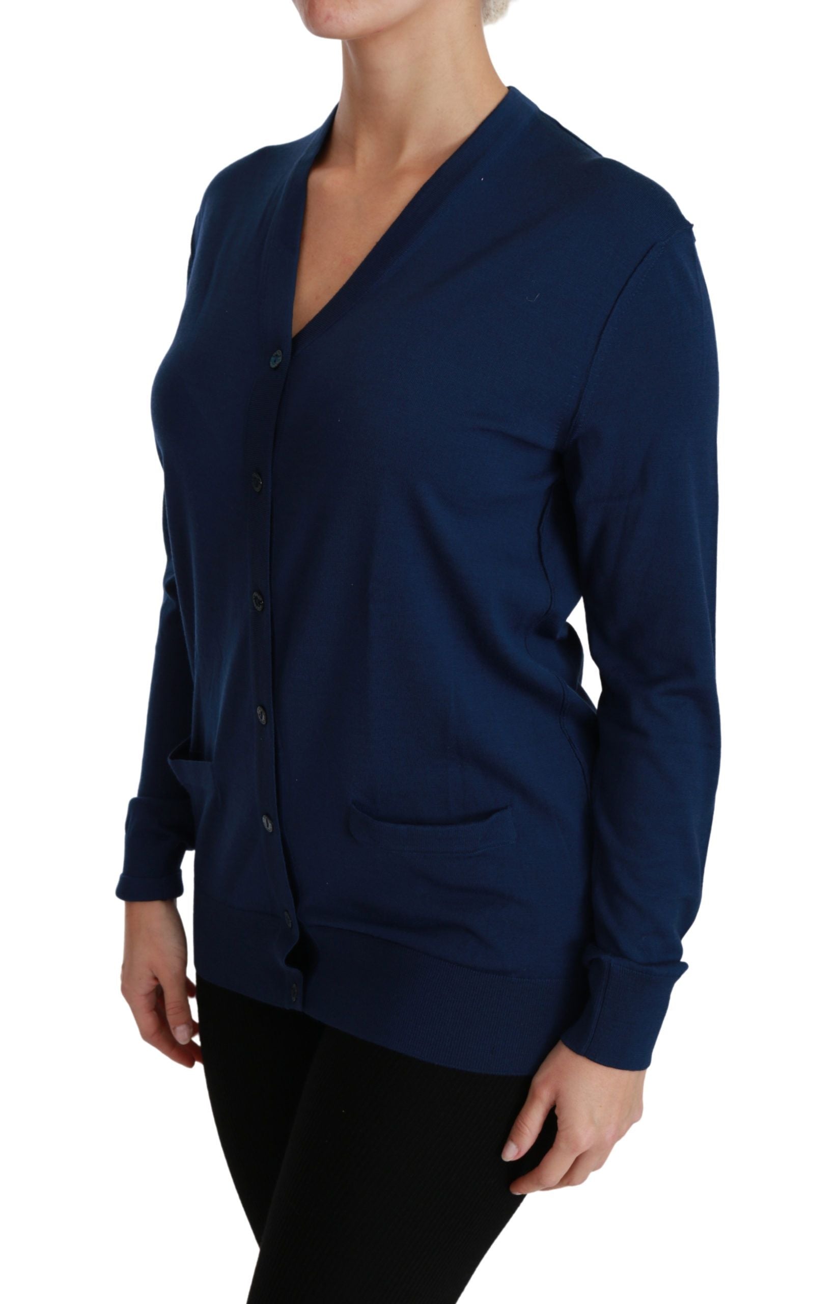 Dolce & Gabbana Eleganter Blauer Cardigan aus Schurwolle