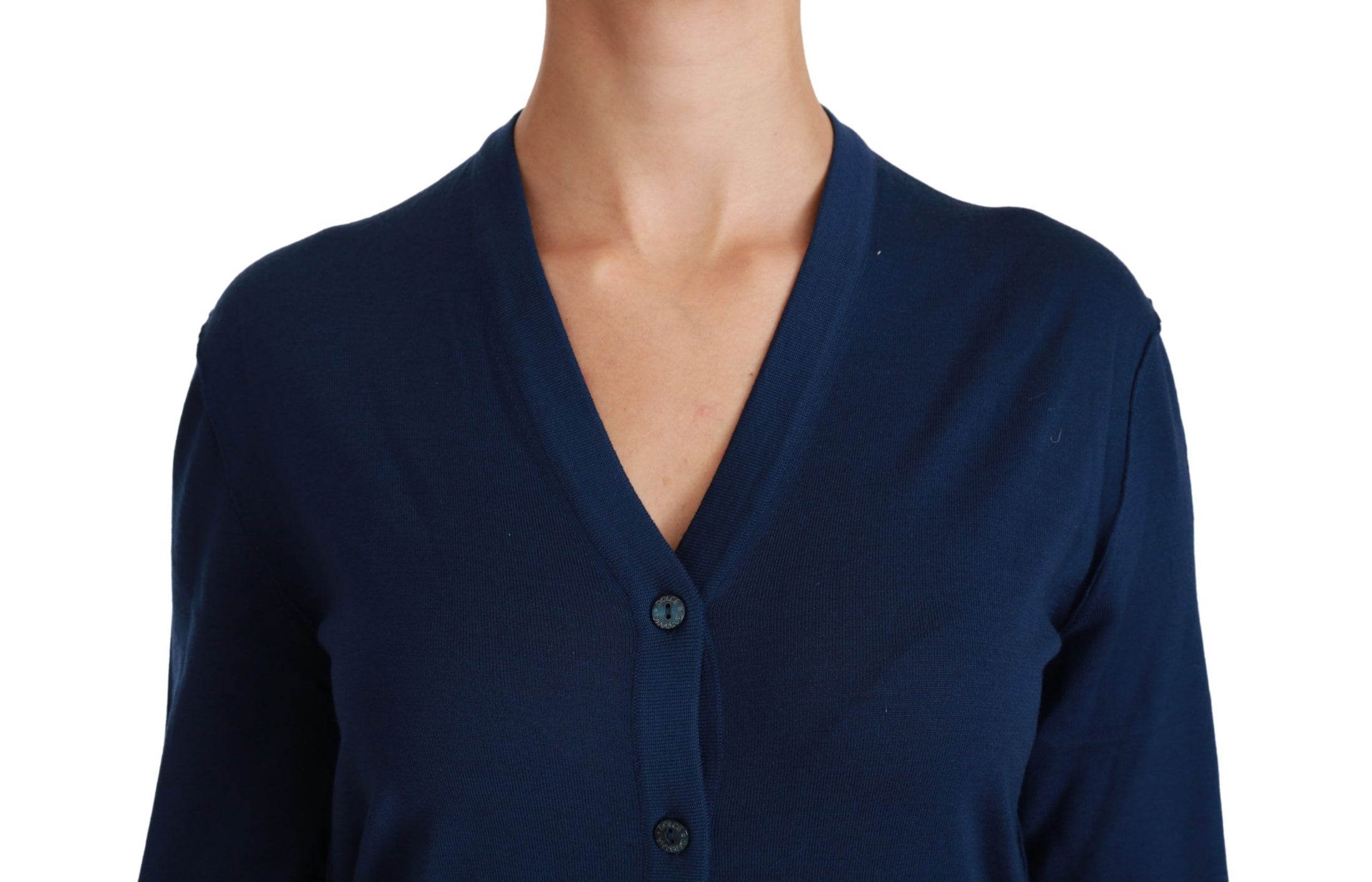 Dolce & Gabbana Eleganter Blauer Cardigan aus Schurwolle