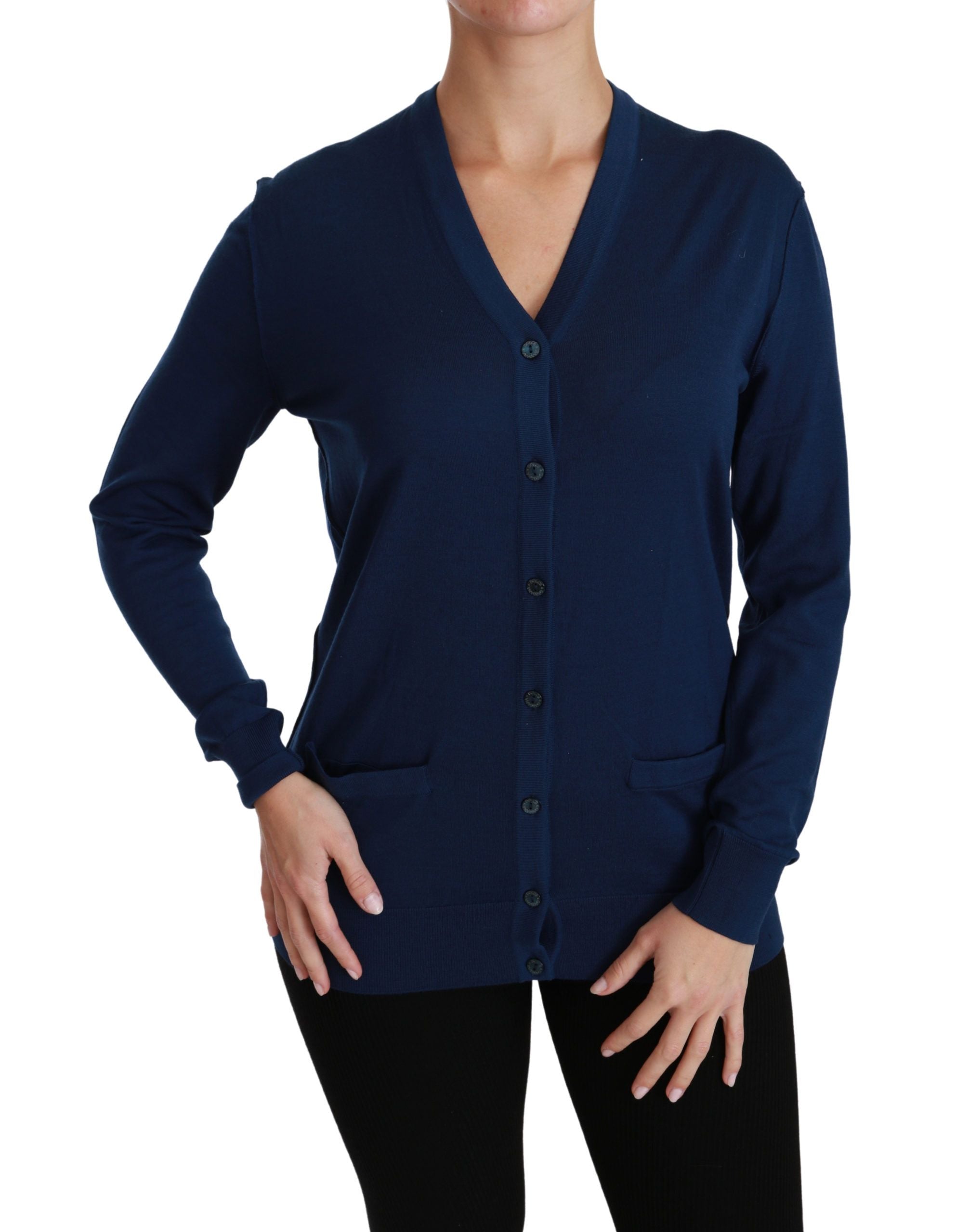 Dolce & Gabbana Eleganter Blauer Cardigan aus Schurwolle