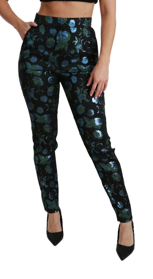 Dolce & Gabbana Florale Skinny-Hose mit hoher Taille