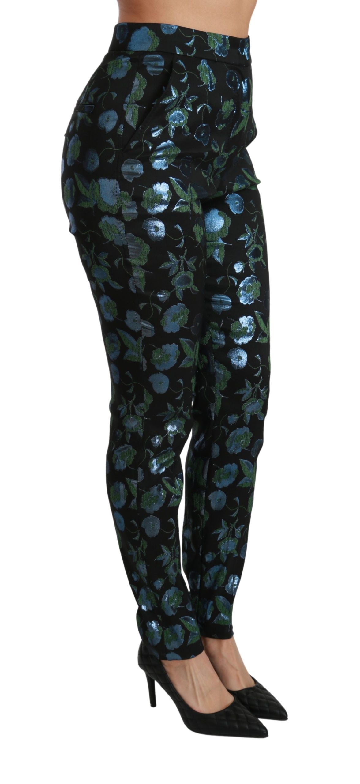 Dolce & Gabbana Florale Skinny-Hose mit hoher Taille