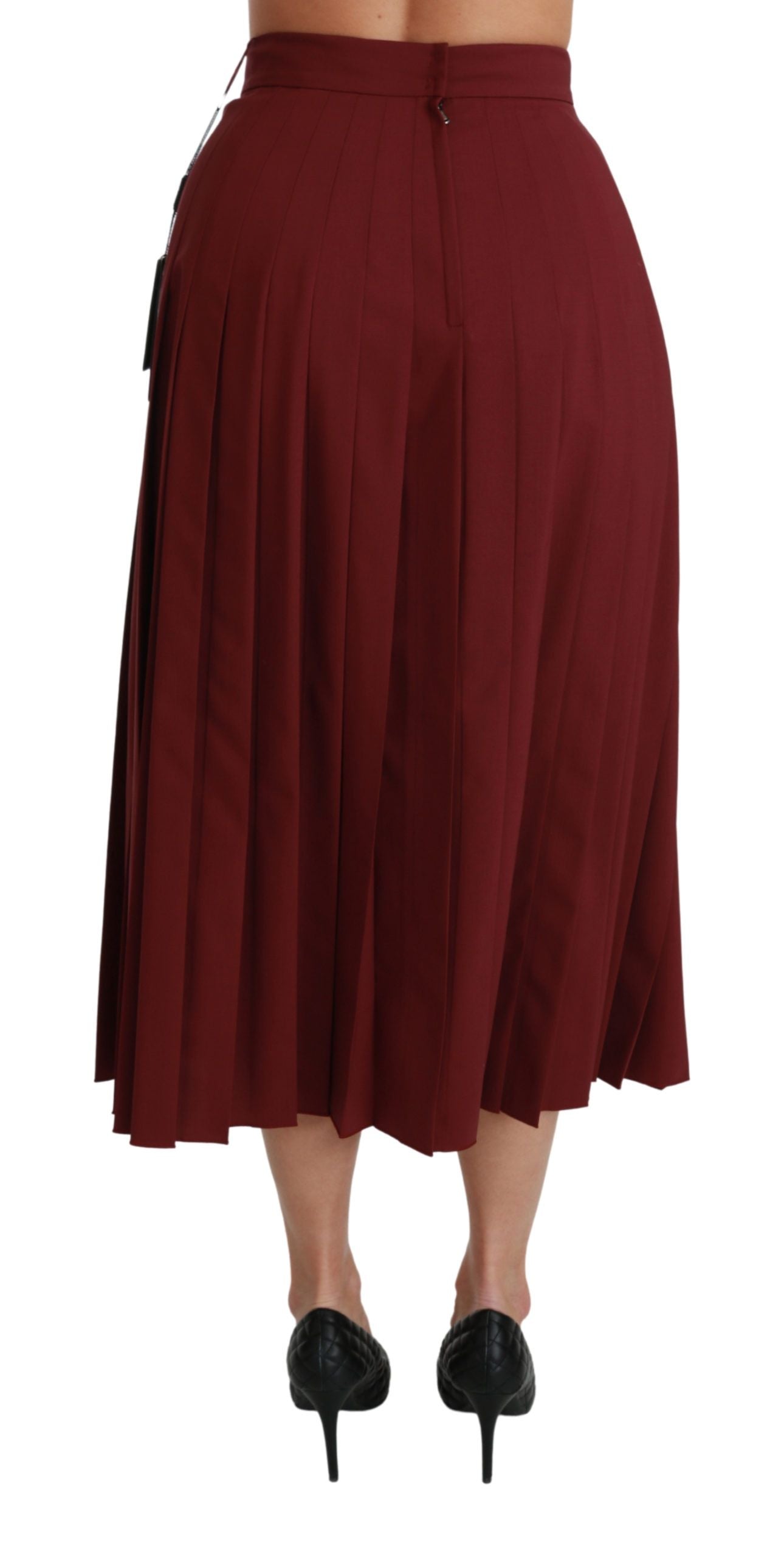 Dolce & Gabbana Eleganter roter Rock mit hoher Taille aus Schurwolle