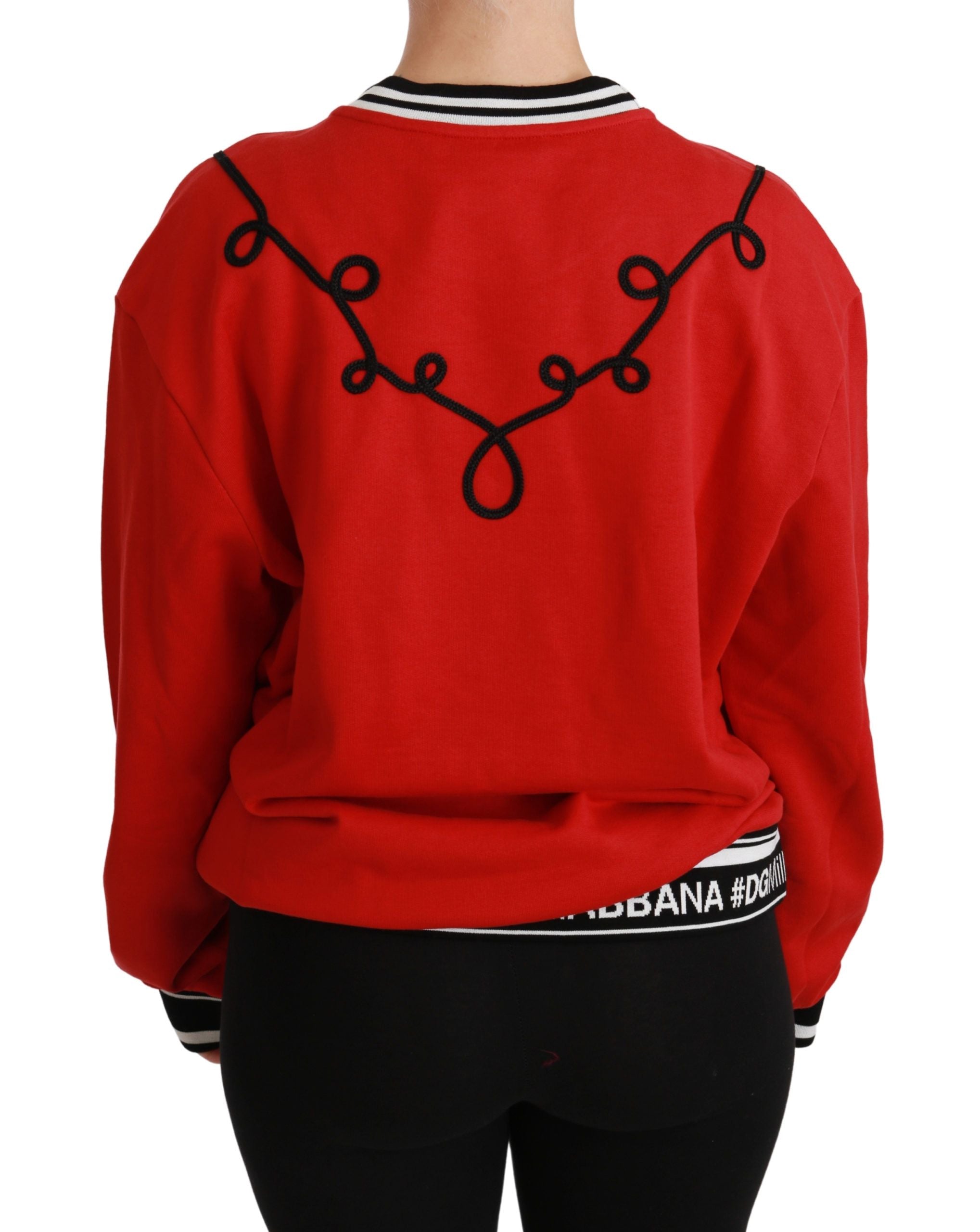 Dolce & Gabbana Strahlend roter Pullover mit Rundhalsausschnitt und Pailletten