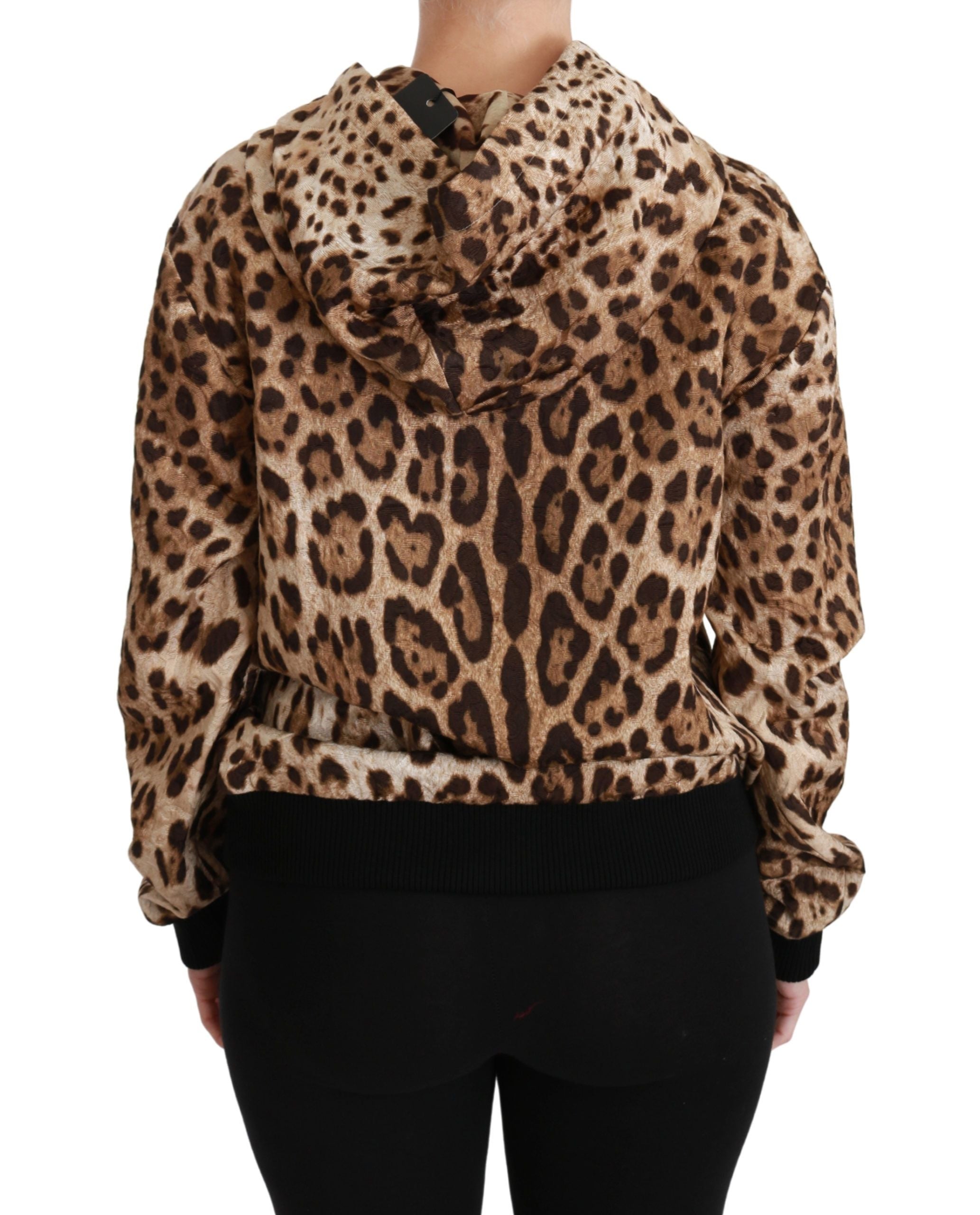 Dolce & Gabbana Eleganter Kapuzenpulli mit Leopardenmuster