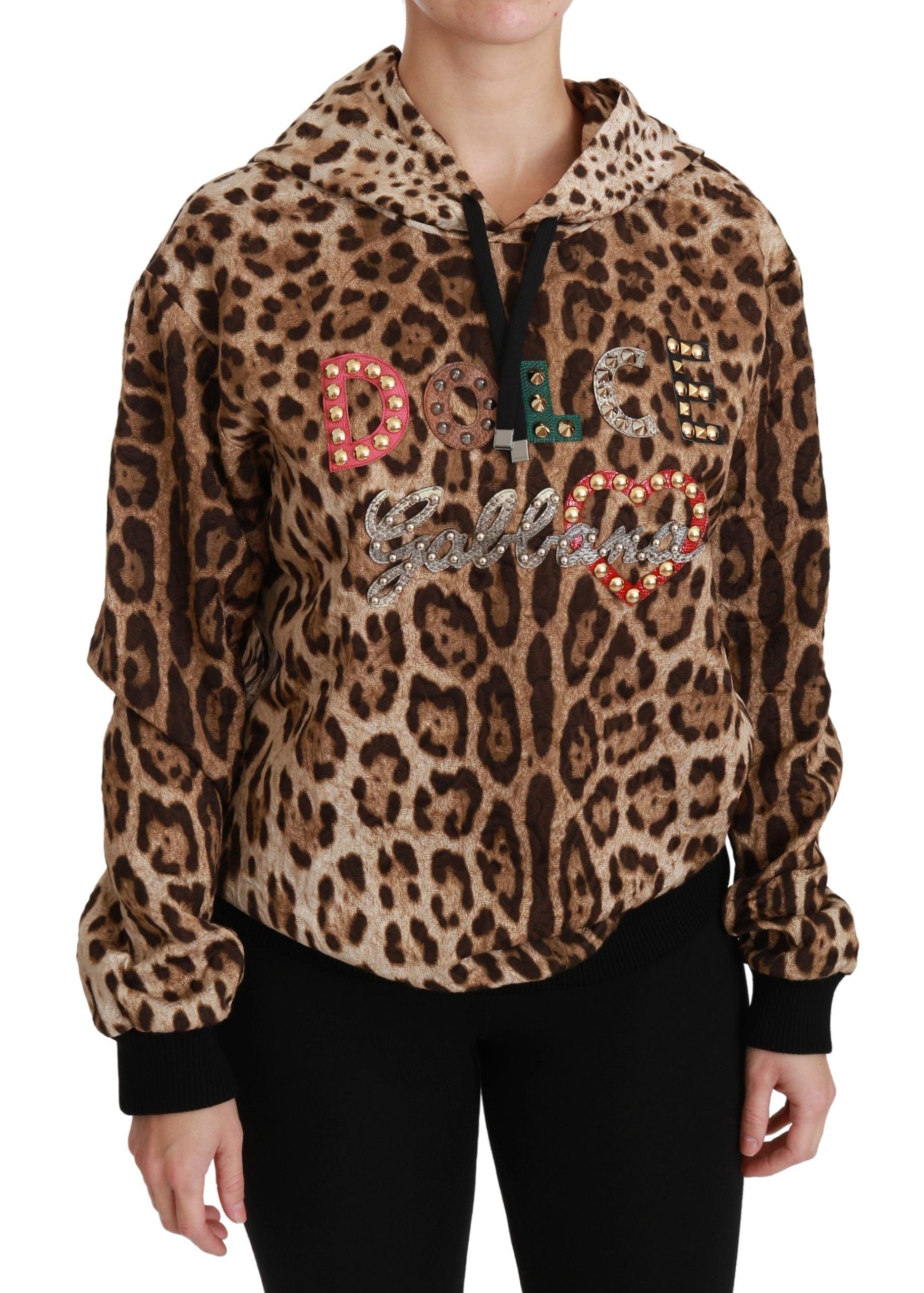 Dolce & Gabbana Eleganter Kapuzenpulli mit Leopardenmuster