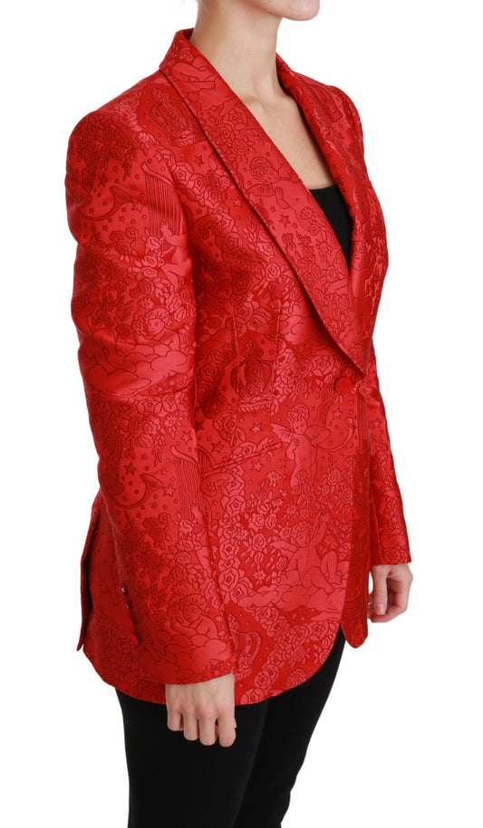 Dolce & Gabbana Roter geblümter Blazer mit Engelsmuster