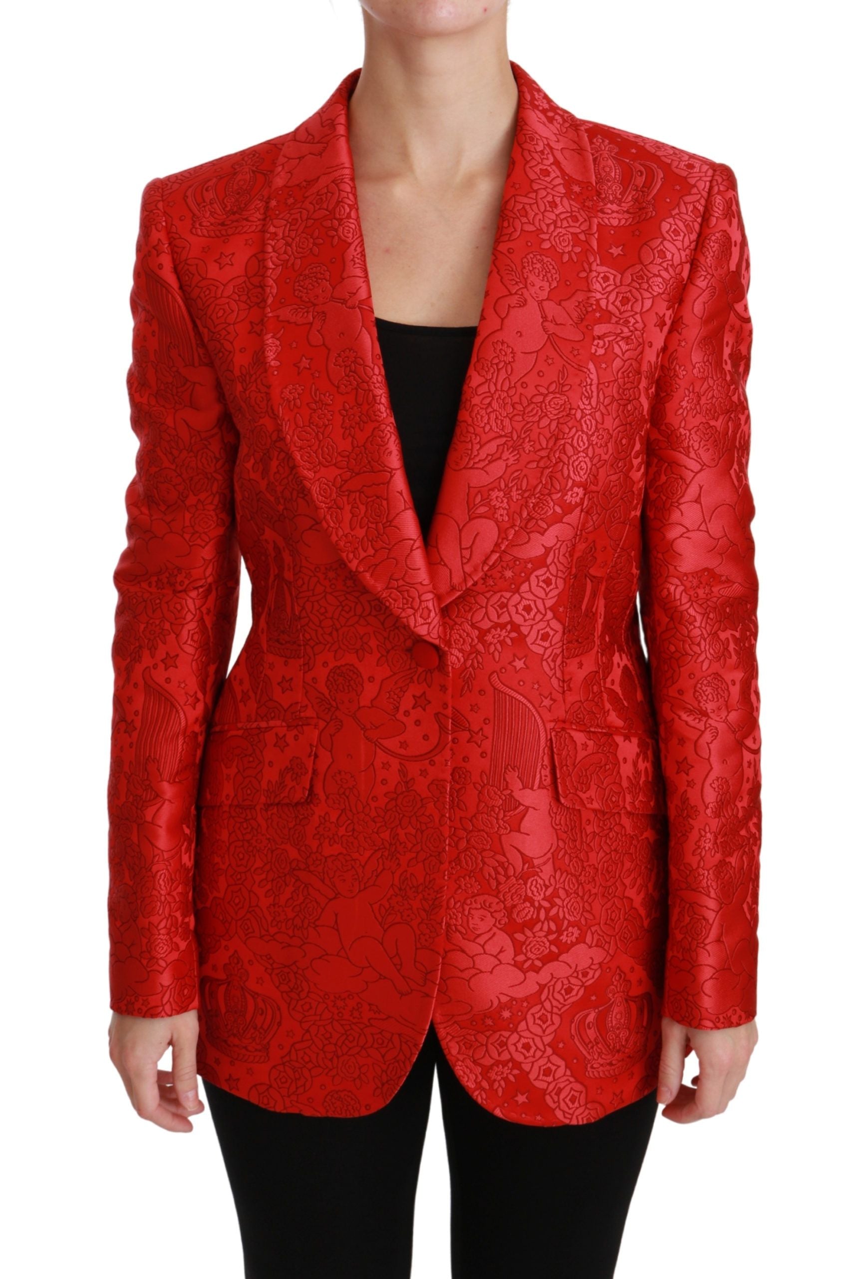 Dolce &amp; Gabbana Kırmızı çiçekli melek desenli blazer