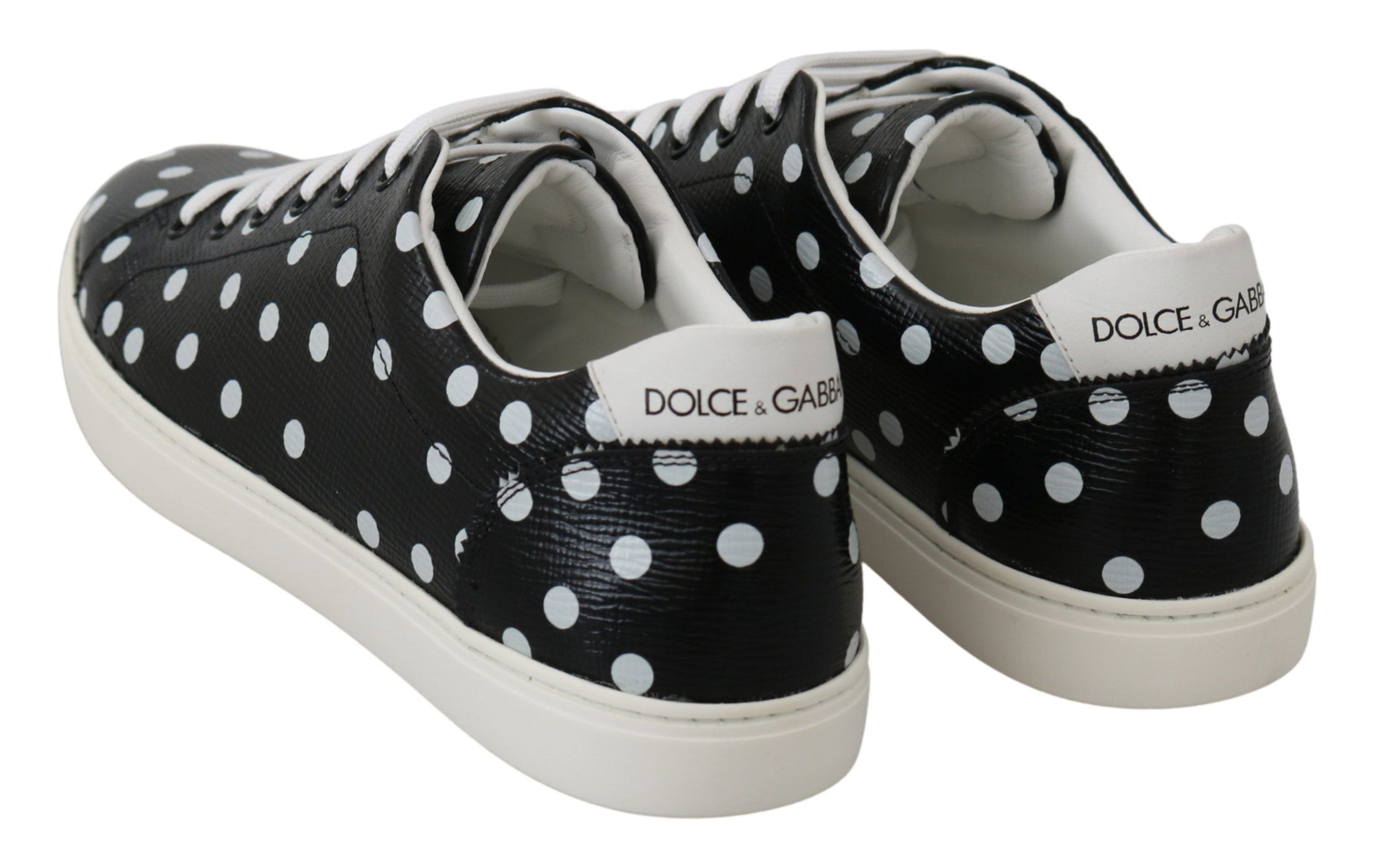 Dolce & Gabbana Schwarz gepunktete Leder-Sneakers