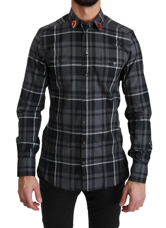 Dolce &amp; Gabbana Elegant gray checked martini shirt