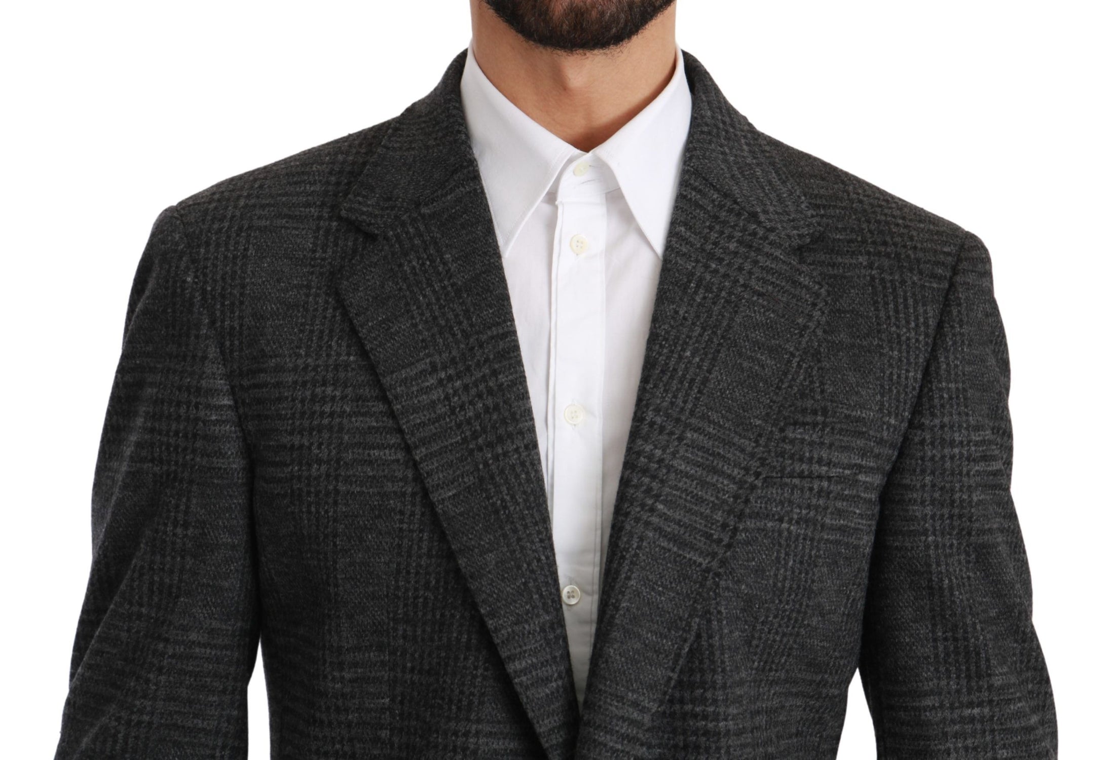 Dolce & Gabbana Eleganter grau karierter Blazer aus Schurwolle