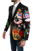 Bild in Galerie-Betrachter laden, Dolce & Gabbana Schicker Schwarzer Multicolor-Motiv-Blazer in schmaler Passform
