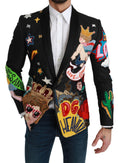 Bild in Galerie-Betrachter laden, Dolce & Gabbana Schicker Schwarzer Multicolor-Motiv-Blazer in schmaler Passform
