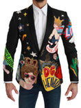 Bild in Galerie-Betrachter laden, Dolce & Gabbana Schicker Schwarzer Multicolor-Motiv-Blazer in schmaler Passform
