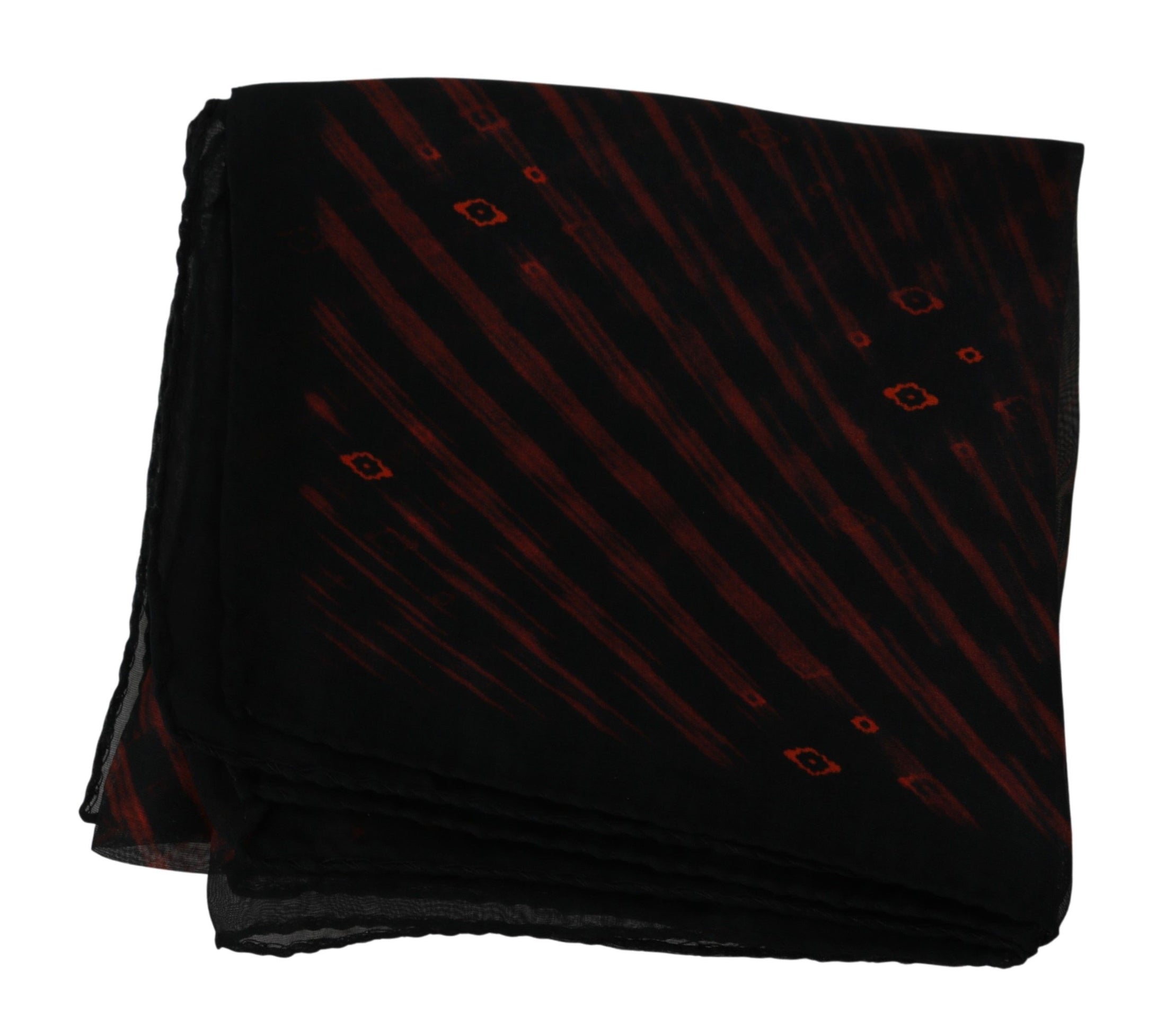 Costume National Eleganter Seidenschal Bandana Hut in Schwarz Orange