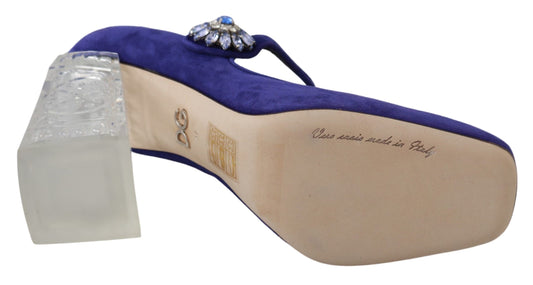 Dolce &amp; Gabbana Elegant Purple Suede Mary Janes Pumps