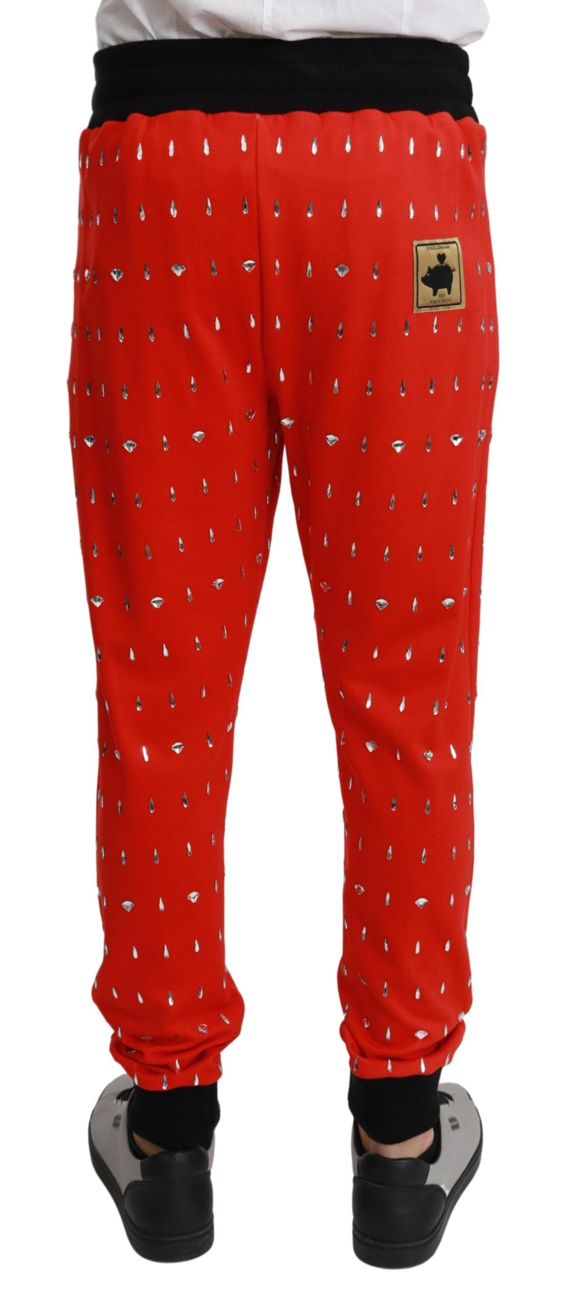 Dolce &amp; Gabbana Chic red sweatpants with a piggy bank print