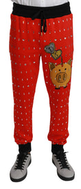 Load image into Gallery viewer, Dolce & Gabbana Chic red sweatpants with a piggy bank print
