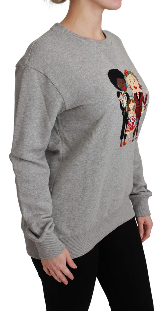 Dolce &amp; Gabbana Elegant multicolor sweater with crew neck and embroidery