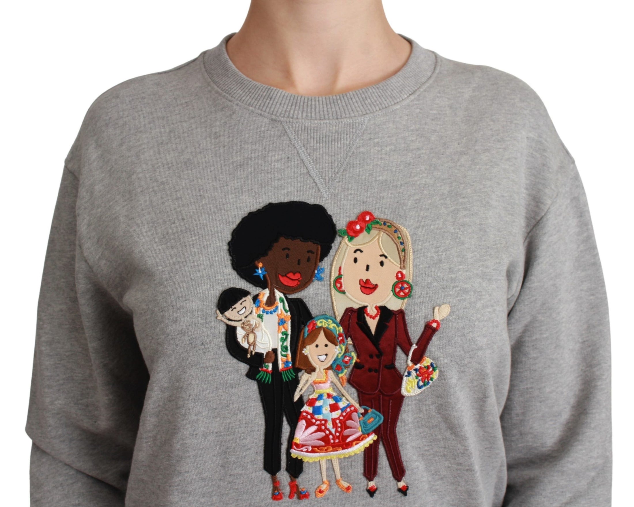 Dolce &amp; Gabbana Elegant multicolor sweater with crew neck and embroidery