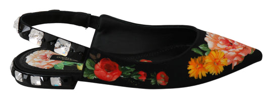 Dolce & Gabbana Elegante florale Flats mit Kristallverzierung