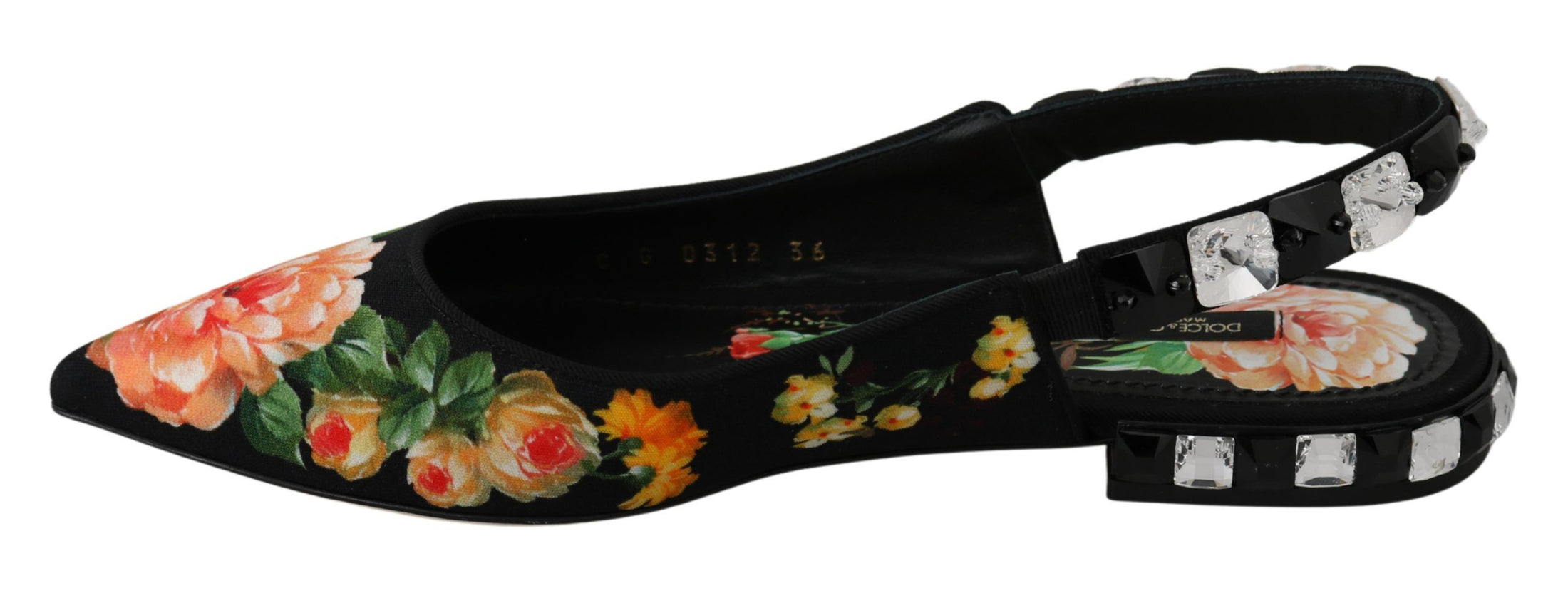 Dolce & Gabbana Elegante florale Flats mit Kristallverzierung