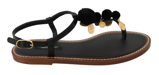 Dolce & Gabbana Pom Pom Flip Flop Knöchelriemen Flats