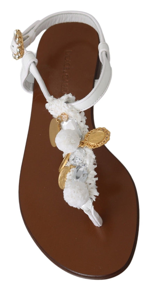 Dolce & Gabbana Pom Pom Flip Flop Knöchelriemen Flats