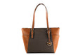 Bild in Galerie-Betrachter laden, Michael Kors Charlotte Signature Leather Large Top Zip Tote Handtasche Tasche (Braun)
