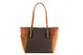 Bild in Galerie-Betrachter laden, Michael Kors Charlotte Signature Leather Large Top Zip Tote Handtasche Tasche (Braun)
