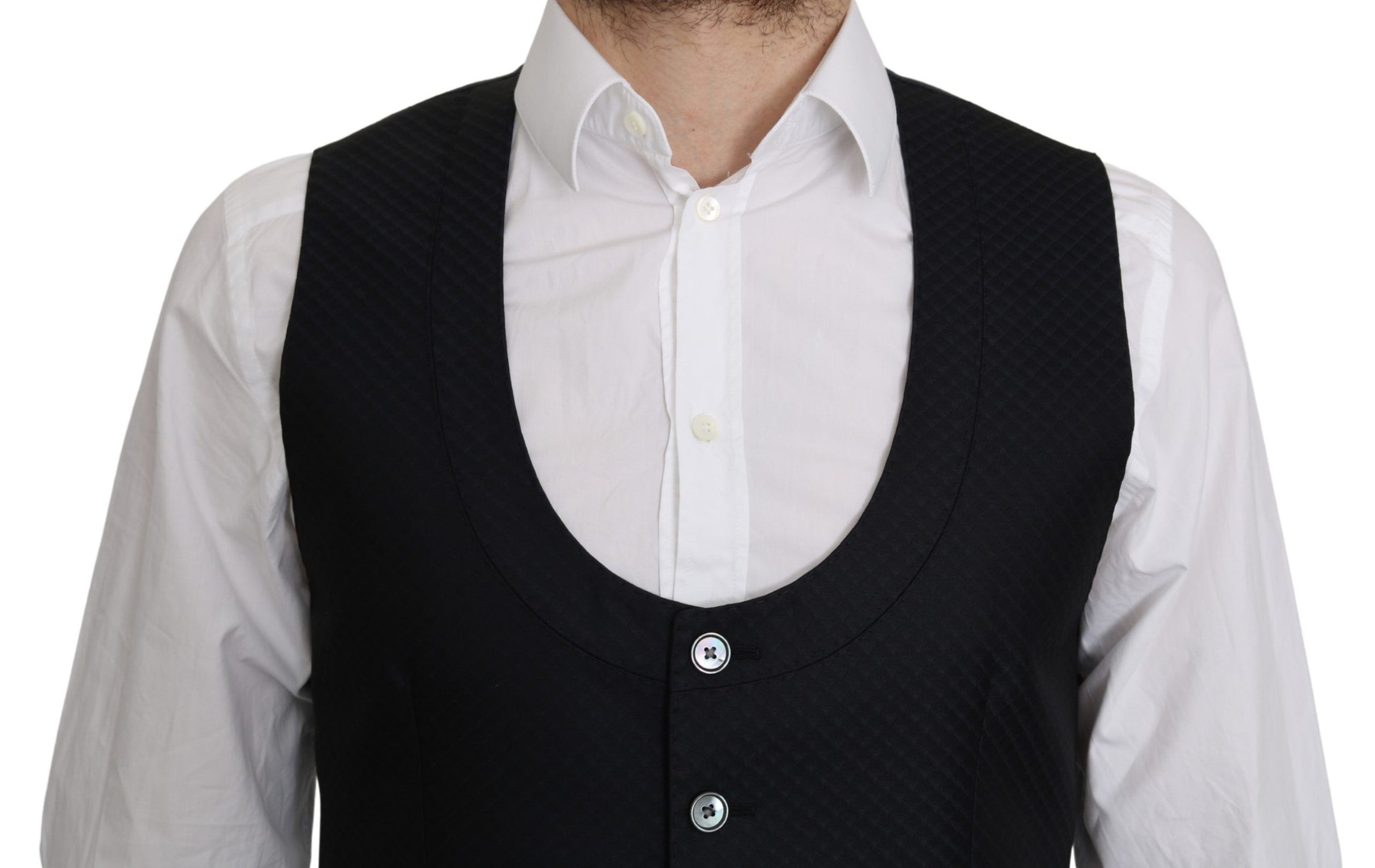 Dolce &amp; Gabbana Elegant blue silk blend waistcoat for formal occasions