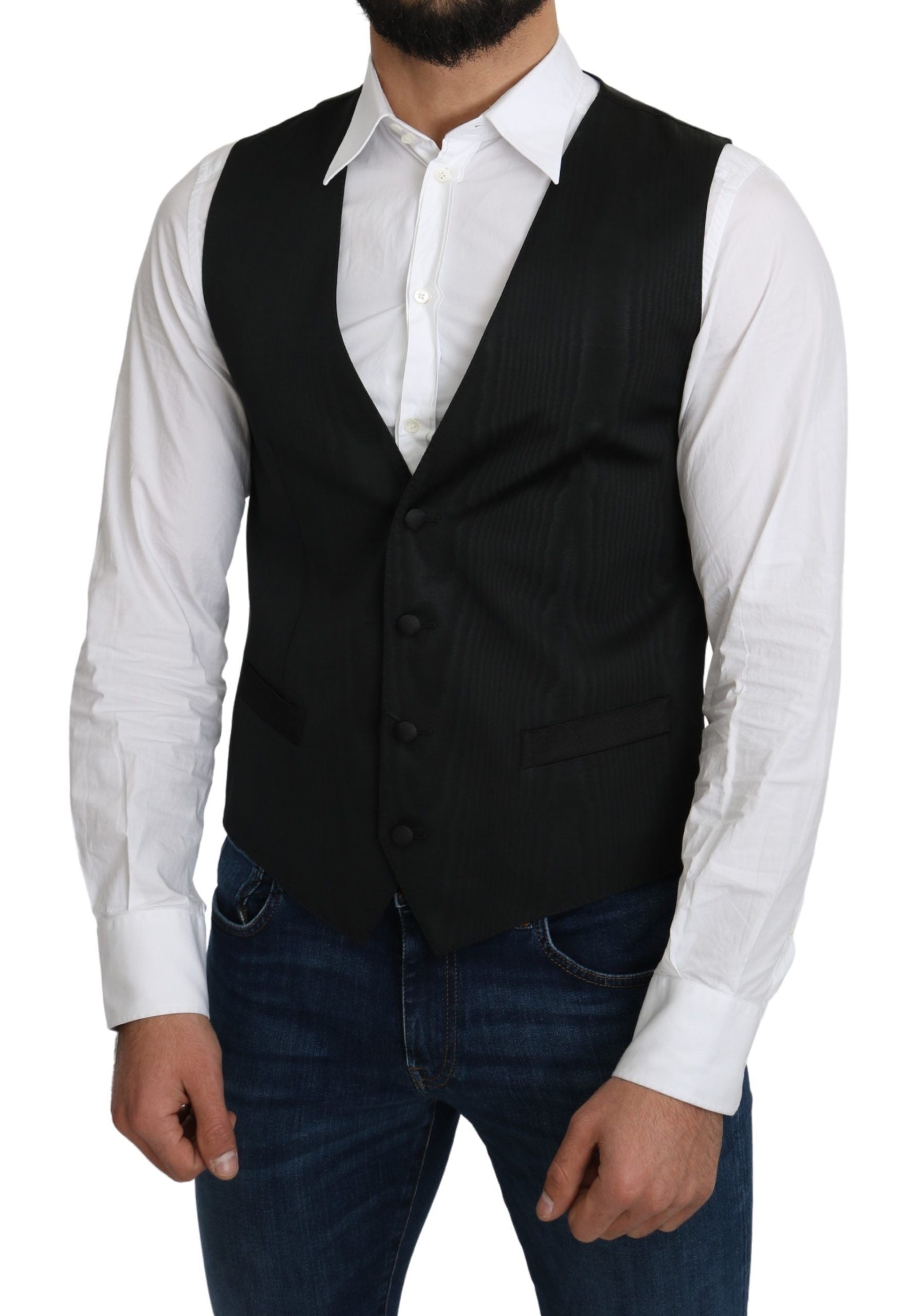 Dolce &amp; Gabbana Elegant formal gray silk vest