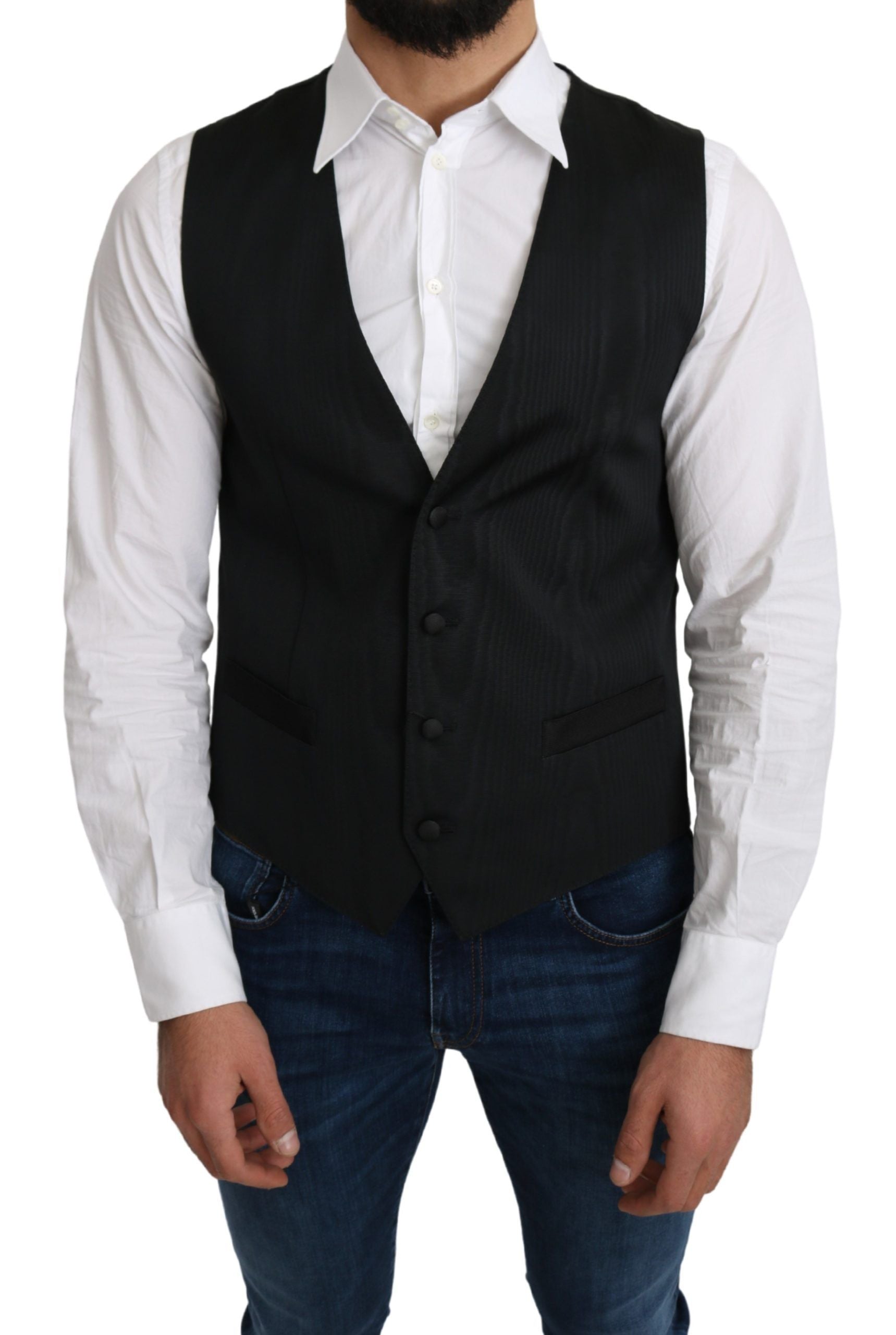 Dolce &amp; Gabbana Elegant formal gray silk vest