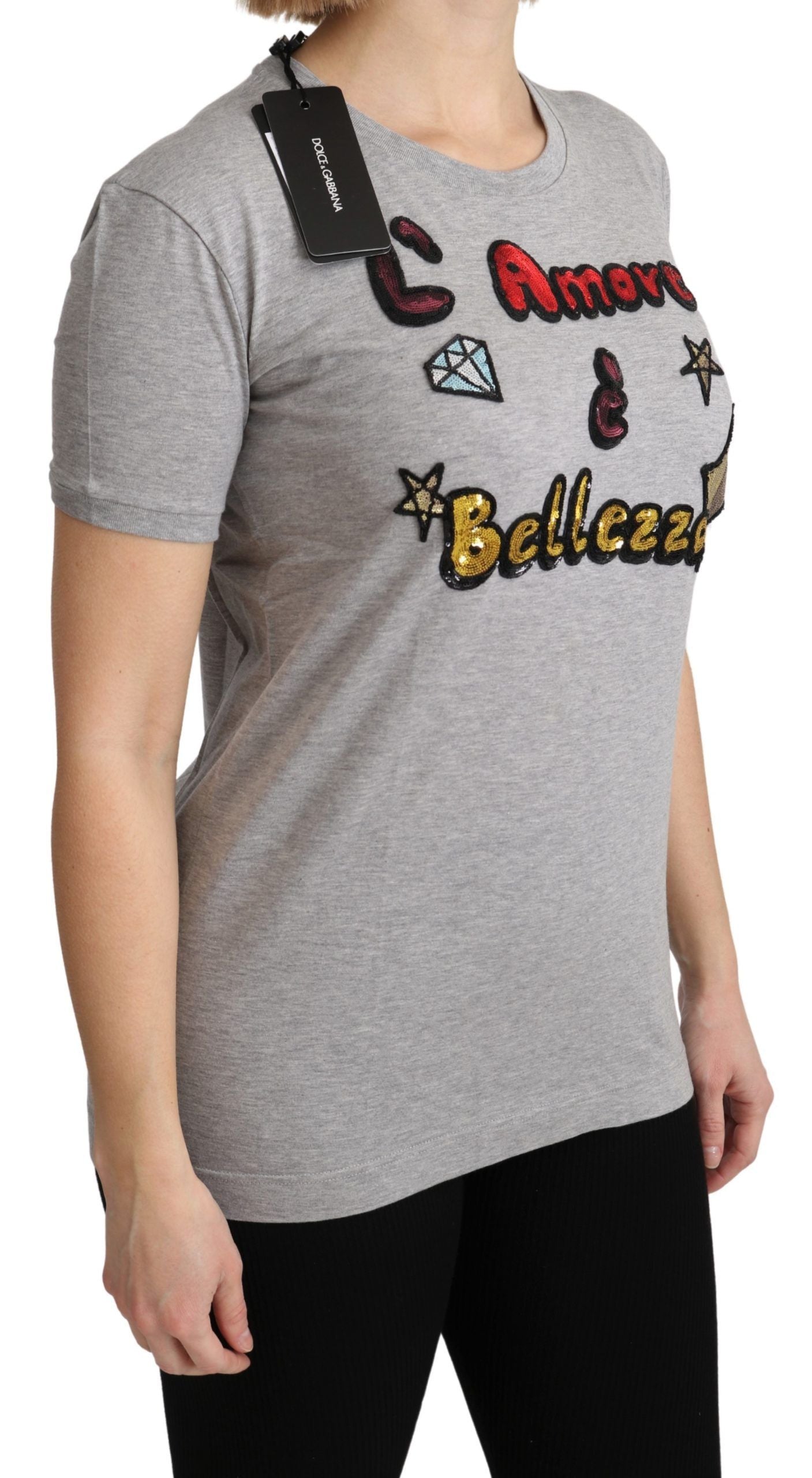 Dolce & Gabbana Baumwoll-T-Shirt mit Paillettenmotiv