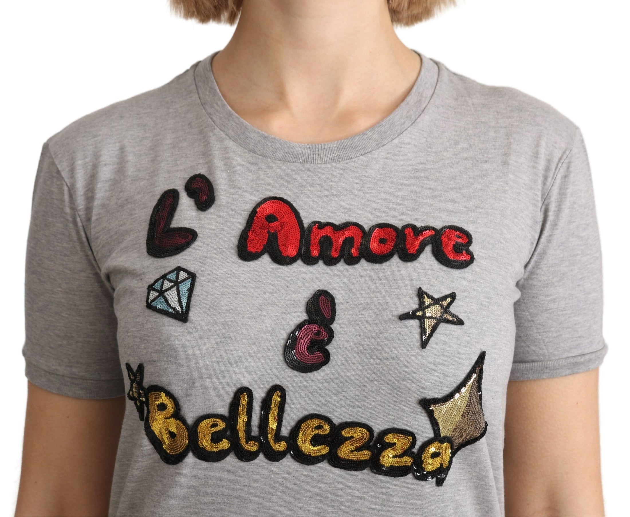 Dolce & Gabbana Baumwoll-T-Shirt mit Paillettenmotiv