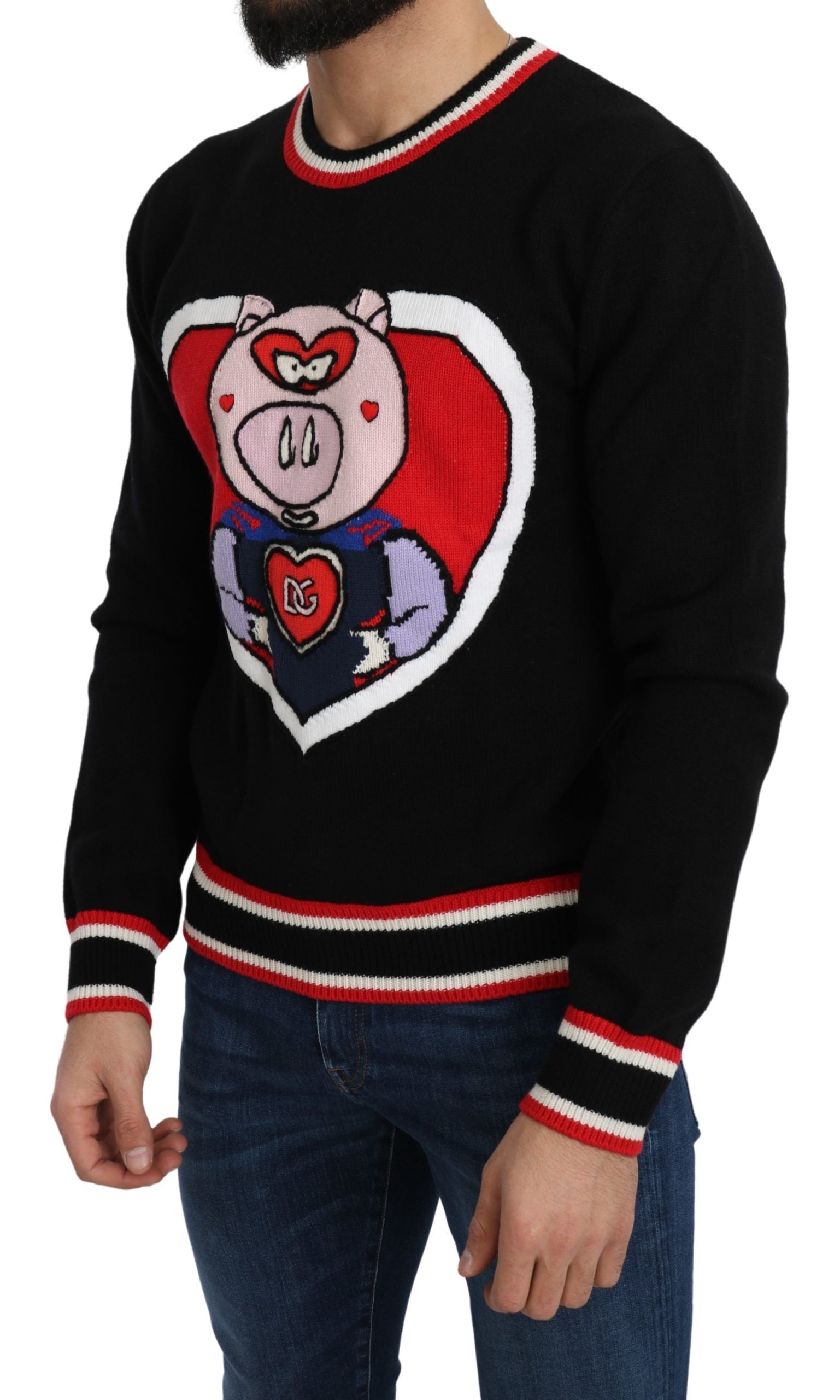 Dolce &amp; Gabbana Elegant crew neck sweater in black cashmere