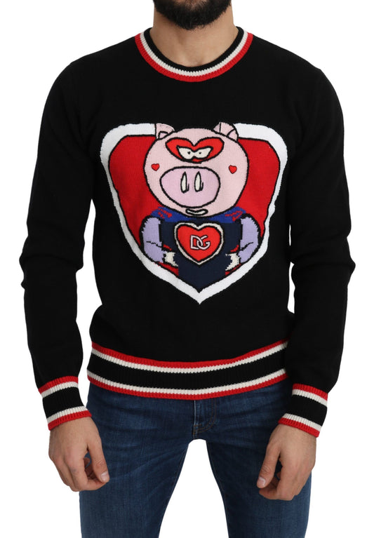 Dolce &amp; Gabbana Elegant crew neck sweater in black cashmere