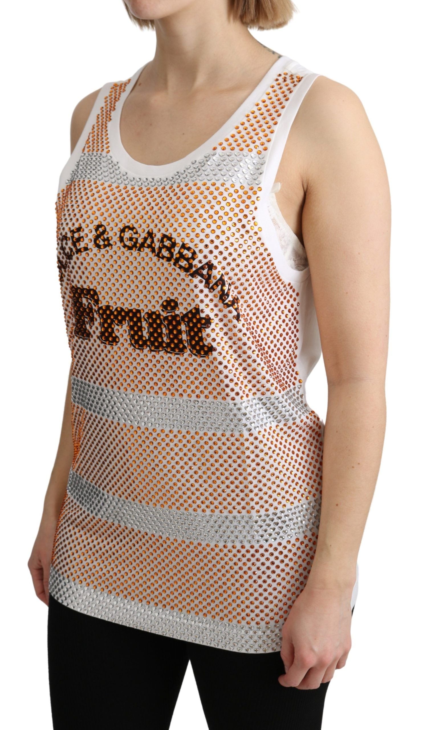 Dolce &amp; Gabbana sleeveless cotton top with crystal embellishment