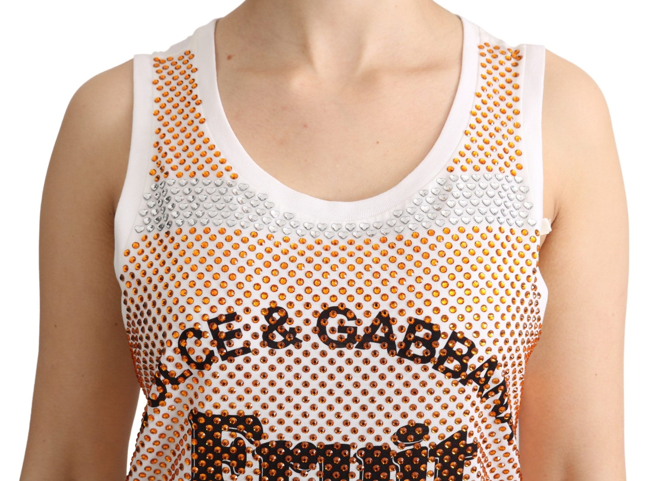 Dolce &amp; Gabbana sleeveless cotton top with crystal embellishment