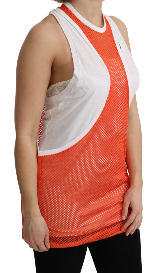 Dsquared² Elegant sleeveless cotton tank in orange