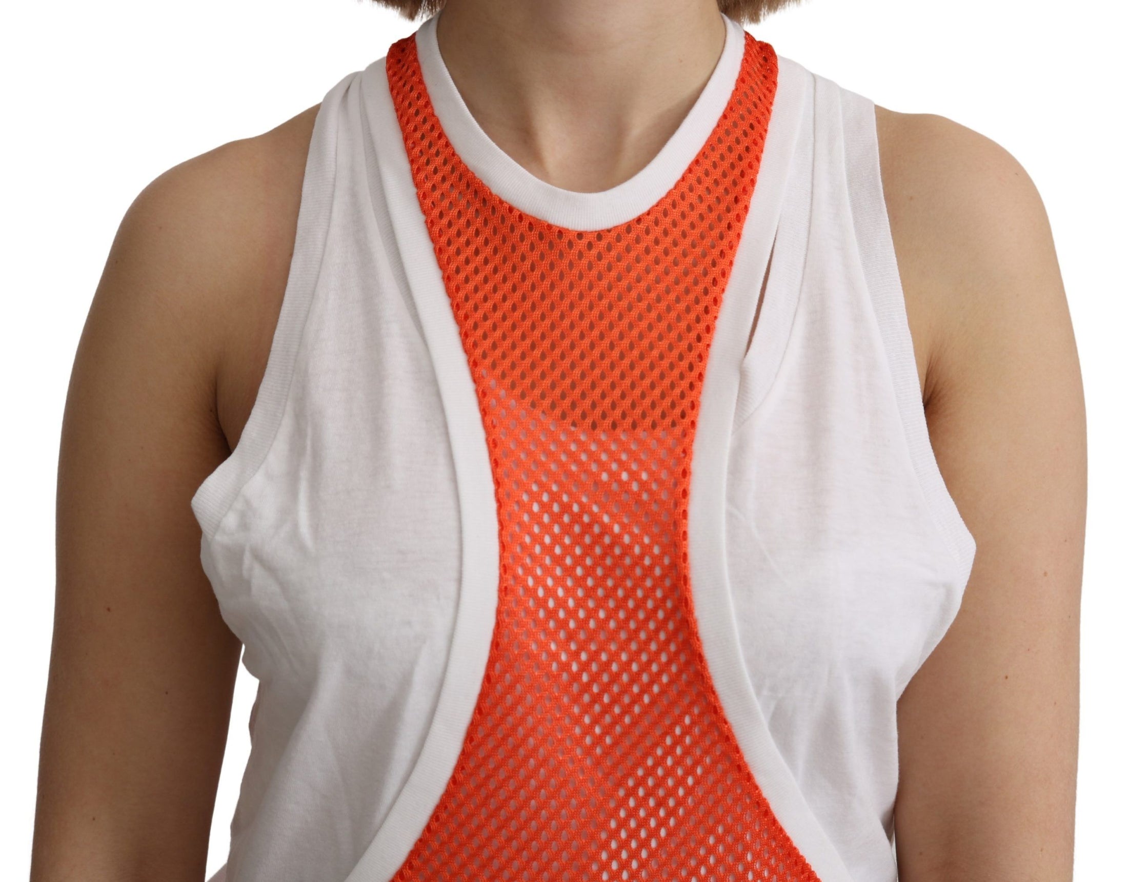 Dsquared² Elegant sleeveless cotton tank in orange