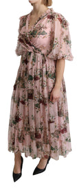 Load image into Gallery viewer, Dolce & Gabbana Elegant Pink Bengal Cat Print A-Line Maxi Dress
