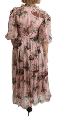 Load image into Gallery viewer, Dolce & Gabbana Elegant Pink Bengal Cat Print A-Line Maxi Dress
