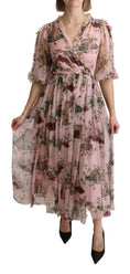 Load image into Gallery viewer, Dolce & Gabbana Elegant Pink Bengal Cat Print A-Line Maxi Dress
