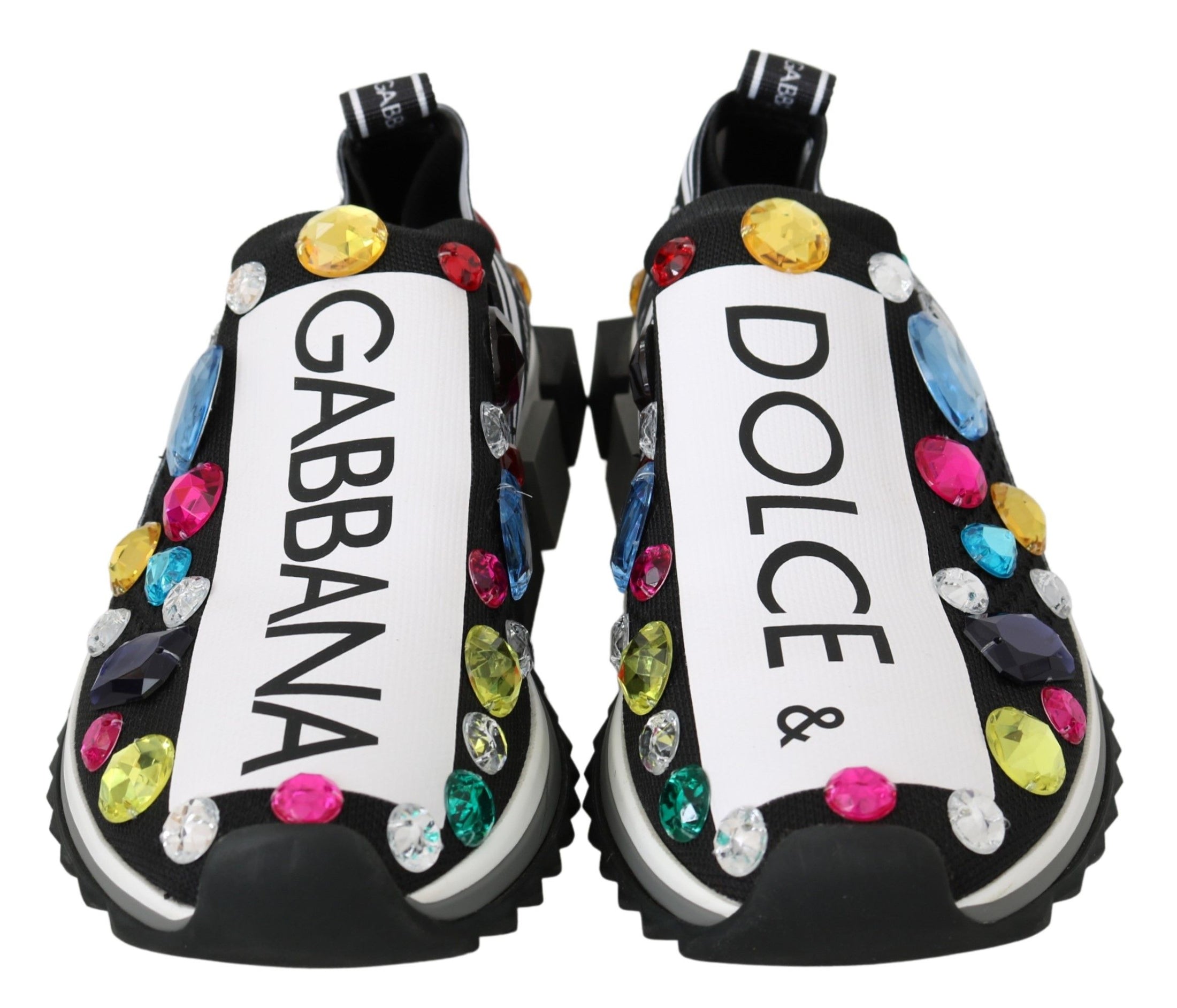 Dolce & Gabbana Schwarze Low-Top-Sneakers mit Kristallverzierung