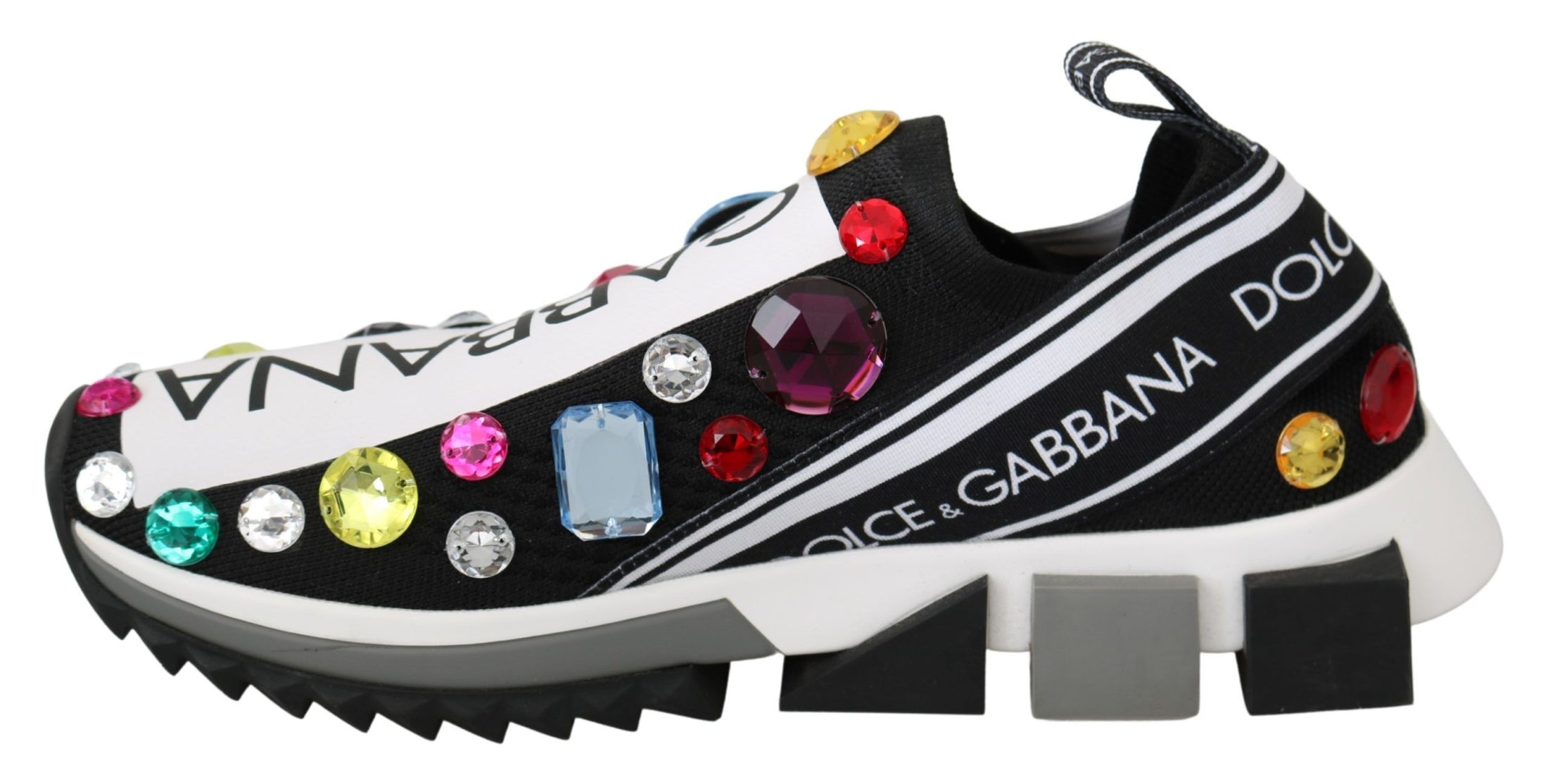 Dolce & Gabbana Schwarze Low-Top-Sneakers mit Kristallverzierung