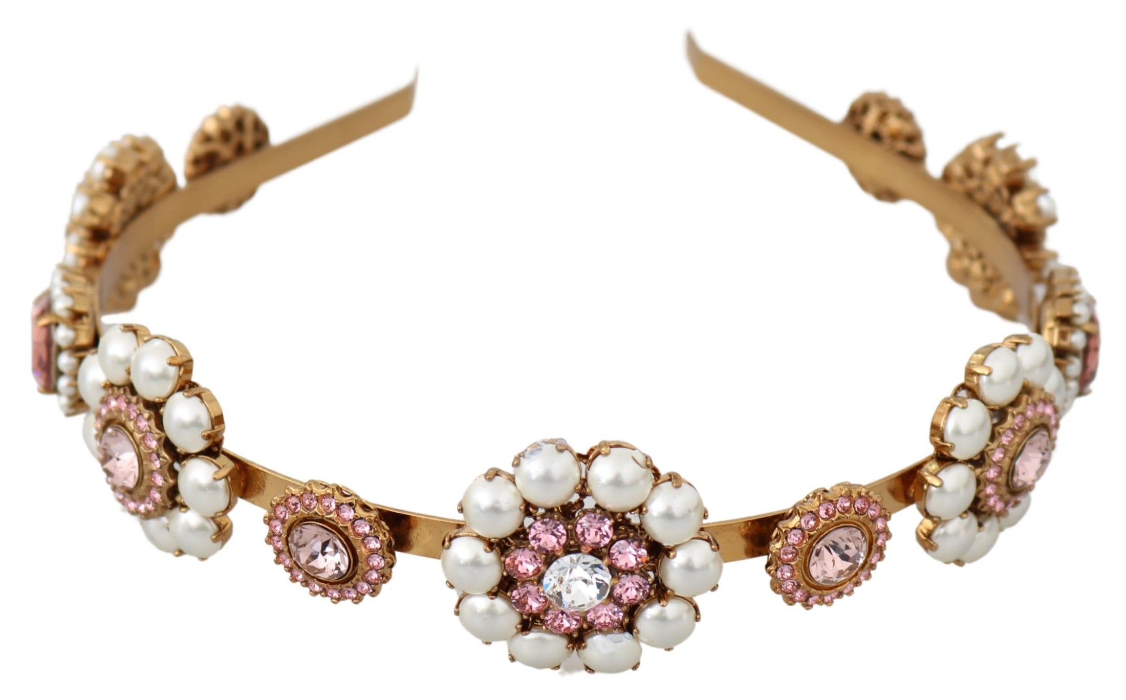 Dolce & Gabbana Elegantes Kristall Perlen Diadem Kopfstück