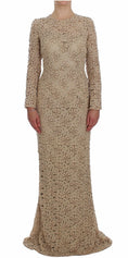 Load image into Gallery viewer, Dolce & Gabbana Beige floral lace long sleeve maxi dress
