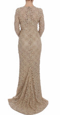 Load image into Gallery viewer, Dolce & Gabbana Beige floral lace long sleeve maxi dress
